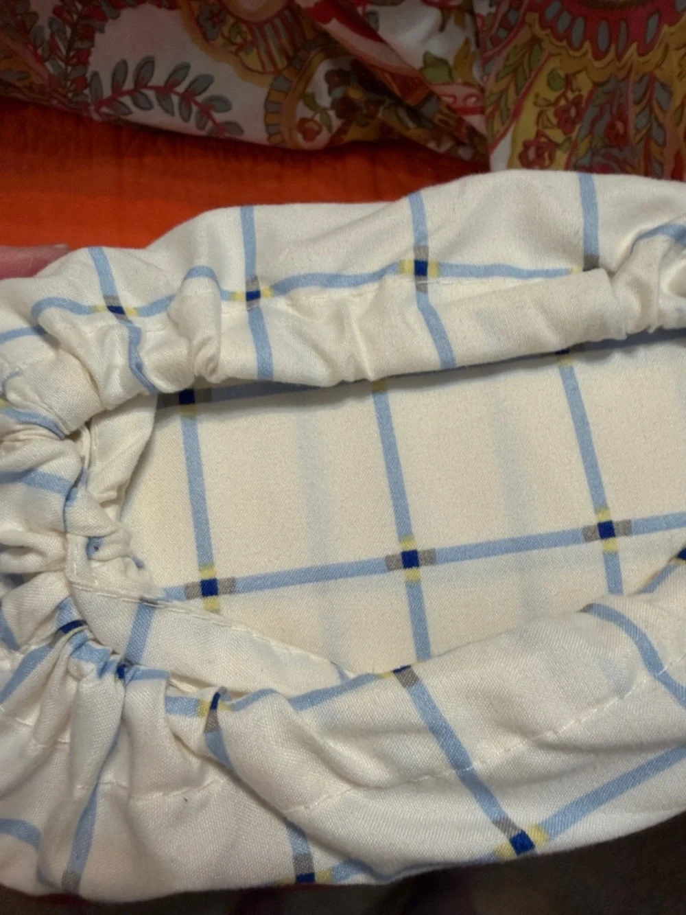 Room Essentials White Sheet Set with Light Blue Windowpane Queen size Set